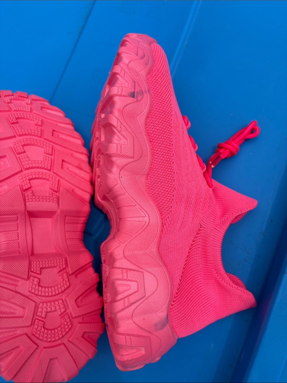 Hot Pink Knit Slip-On Sneakers - Picture 4 of 6